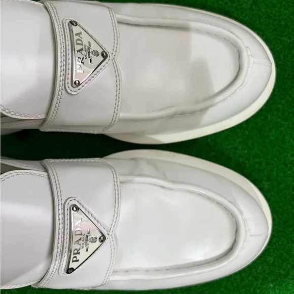 Prada White Slip-On Loafers - Picture 4 of 6
